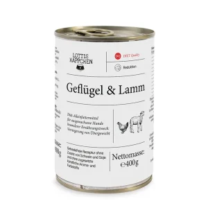 Sparpaket 6 x 400 g Lottis Häppchen Übergewicht / Geflügel & Lamm Hunde Nassfutter Knallerangebot